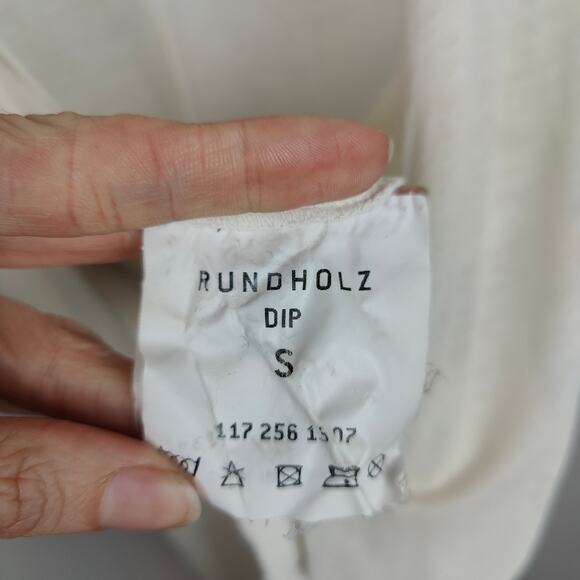 Rundholz Dip Jumpsuit Size Small White Cotton Harem NASA Gauze Button Front - Picture 12 of 13